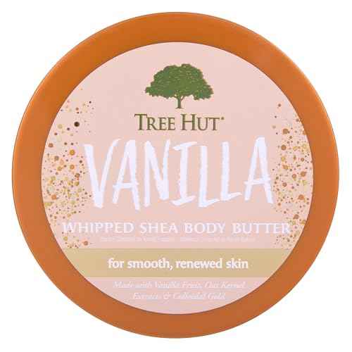 Tree Hut Vanilla Whipped Shea Body Butter, Long-Lasting Hydration for Soft, Smooth Skin, Nourishing Essential Body Care, Lightweight Moisturizer, Holiday Gift & Stocking Stuffer, 8.4 fl oz