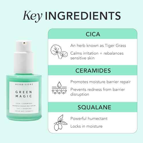 HERBIVORE Green Magic Cica + Ceramides ? Fast-acting Redness-Reducing Serum for Sensitive Skin, Plant-based, Vegan, Cruelty-free, 30mL / 1 oz