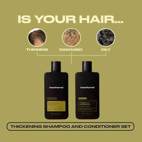 Hawthorne Thickening Shampoo and Conditioner Set. Men¡¯s All Natural Shampoo and Conditioner Set with Thickening Shampoo and Weightless Conditioner. Sulfate Free, Paraben Free. 8 Fl Oz Each.