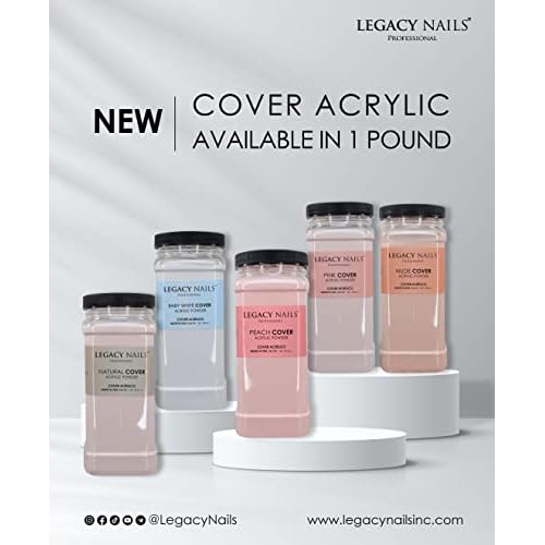 Legacy Nails Professional Cover Acrylic Powder - 1 Lb - Ideal For French Nail Art & Natural Look (COVER PEACH)