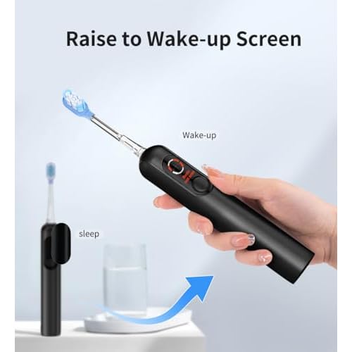 Electric Toothbrush with AI Smart Display, 4 Modes with Missed Spot Detection, Pressure Sensor, 2 Mins Timer, 40¡Æ Oscillating 52000 VPM Sonic Toothbrush with Travel Case, 2 Brush Heads, IPX7