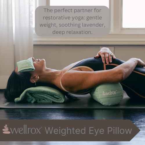 Wellrox Weighted Eye Pillow - Flaxseeds & Lavender Eye Pillow Weighted for Restorative Yoga, Meditation & Stress Relief (Lavender, Scented)
