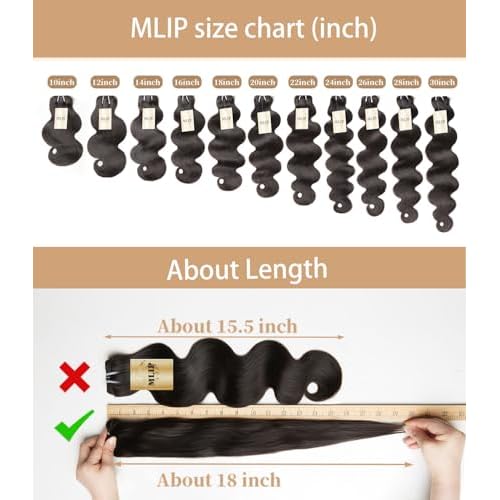 MLIP Raw Bundles Human Hair Body Wave, No Tangle Shedding, Keep Texture Silky Soft After Multiple Washes, 15A Raw Indian Hair Bundles 16 Inches, Triple Lifespan 3X
