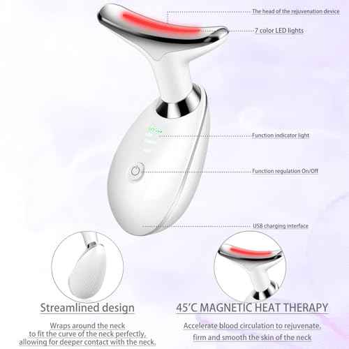Face and Neck Massager Tool, 7-in-1 Color Red-Light-Therapy Wand for Skin Care