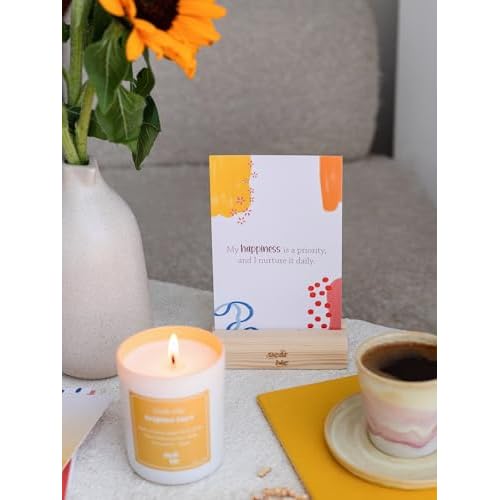 Dear Me Happiness Gift Set ? Affirmation Cards, Natural Soy Candle & Bath Salt ? Mindfulness Gift ? Self-Care Set for Women ? Positivity & Optimism Kit for Emotional Wellness