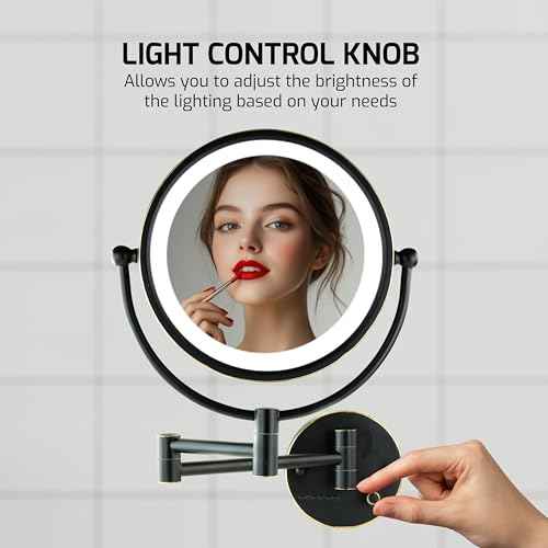 OVENTE Wall Mounted Lighted Makeup Vanity Mirror, 9" Hard Wired Double Sided 1X/7X Magnifying Bathroom Mirror, Dimmable LED Lights, 360¡Æ Rotation and 14" Extendable Arm, Rubbed Bronze MPWD3185BZ1X7X