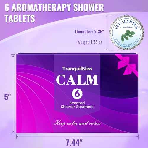TranquilBliss Shower Steamers, Shower Bombs with Natural Fragrance, Self Care& Relaxation, Mother's Day, Christmas Birthday for Women and Mom, Individually Packaged, Purple Set 1 Packs£¨6 Tablets£©