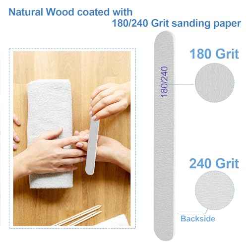 Nail File, Emery Boards for Nails 180/240 Grit Nail Files for Natural Nails Wood Double Sided Emory Fingernail Files Professional Reusable Manicure Pedicure limas para u?as (24 Packs)