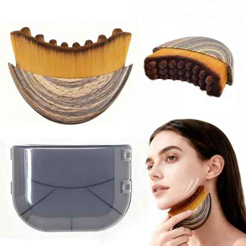 Lymphatic Contour Face Brush, Manual Lymphatic Drainage Massager, Natural Makeup Brushes with Durable Soft Bristles, Hypoallergenic Ergonomic Facial Cleansing Brush for Sculpting