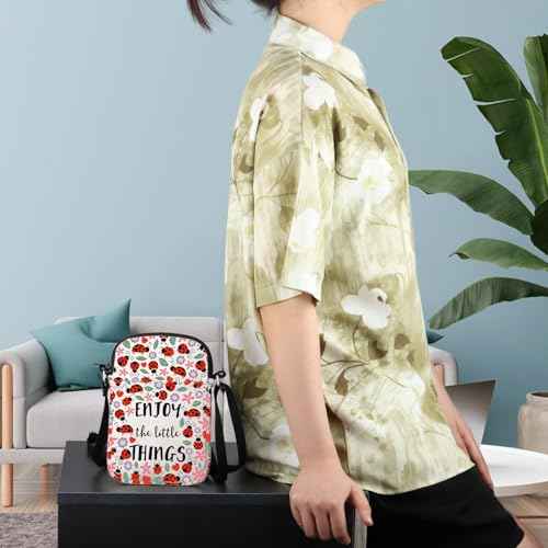 WCGXKO Ladybug Lover Gift Ladybug Party Favors Enjoy the Little Things Zipper Crossbody Purses Bag Messenger Bag (LITTLE THINGS CR)