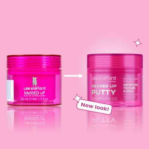 Lee Stafford Hair Styling Pomade | Messed Up Putty - Lighweight, Pliable Shaping Wax Paste, All Lengths, Firm Hold for Texturizing & Definition, Flyaway Tamer, Smoothing Slick Back, Men & Women