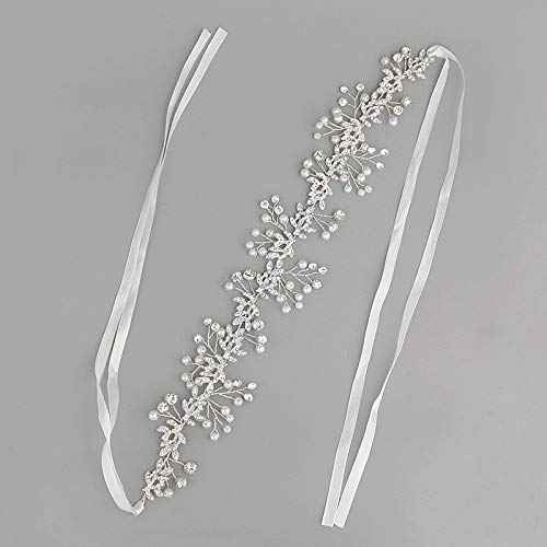Hapibuy Wedding headpiece Crystal Forehead Band Bridal Hair Vine For Bride and Bridemaid Silver Color