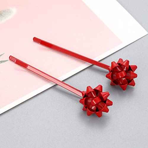 Christmas Hair Clip for Women, Xmas Bow Hairpins Red Green Gold Bow Hair Clips Holiday Hair Accessory Christmas Festive Costume Jewelry Party Gifts
