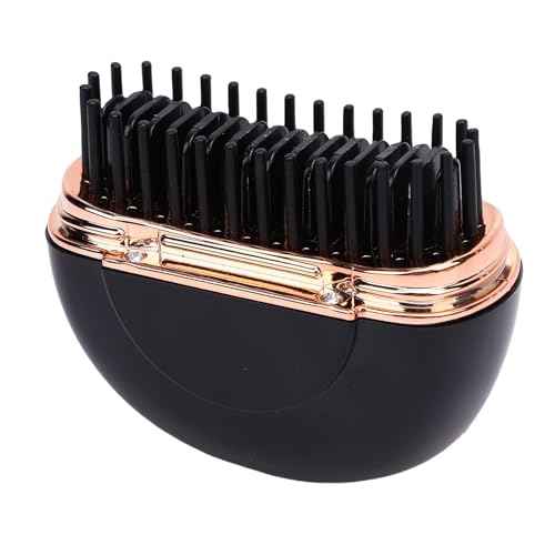 Brrnoo Mini Cordless Hair Straightener Brush, Rechargeable Hot Brush Curling & Straightening for All Hair Types with Fast Heating 3 Temperature Settings 1500mAh Battery (Black)
