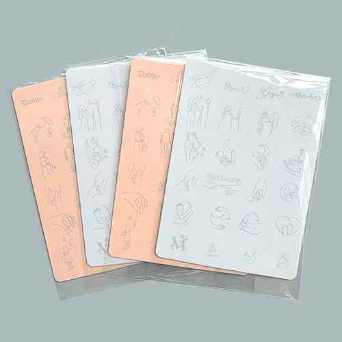 Tiny Tattoo Practice Skin Silicone Sheet Heartwarming Family Themed Mother-Child Bond, Pregnancy, Father-Baby Art ? Ideal for Tattoo Learners (Type E-White Pad-4pcs)