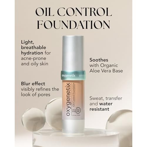 Oxygenetix Oil Control Foundation | Breathable Makeup for Face | Lightweight, Non-Comedogenic Coverage with Salicylic Acid | Longwear Foundation for Oily or Sensitive Skin