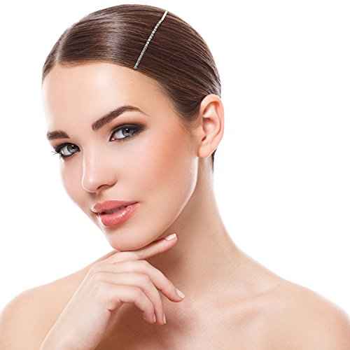 TecUnite 16 Pcs Rhinestone Bobby Pins Bling Decorative Hair Pins Metal Diamond Clear Crystal Fancy Hair Clips Barrette Accessories for Women Bridal Wedding Party Daily, 2.36 Inch (Silver)