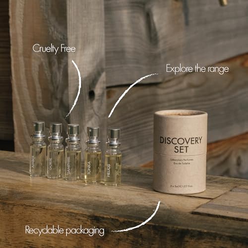 Laboratory Perfumes Discovery Set | 5 x 5ml Eau de Toilette | Gender-Free, Nature-Inspired Fragrances | Amber, Gorse, Samphire, Tonka, Helios | Unique Gift Set, Travel Set