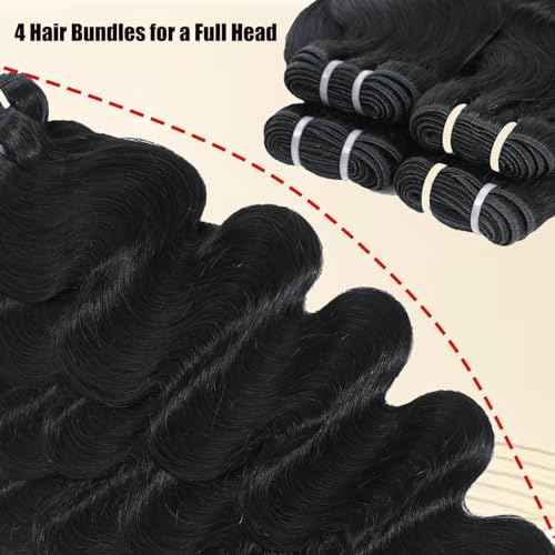 Human Hair Bundles Body Wave Bundles 100% Unprocessed Brazilian Virgin Human Hair 1 Bundle 12A Quick Weave Bundles Real Raw Human Hair Extensions Natural Black£¨24 Inch£©