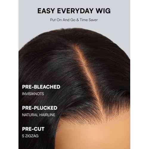 Beauty Forever 7X5 Bye Bye Knots Wear and Go Wig Yaki Straight Pre Cut Lace Bob Wigs Human Hair Lace Closure Wig Pre Plucked, Easy Install No Skill Needed 150% Density 10inch