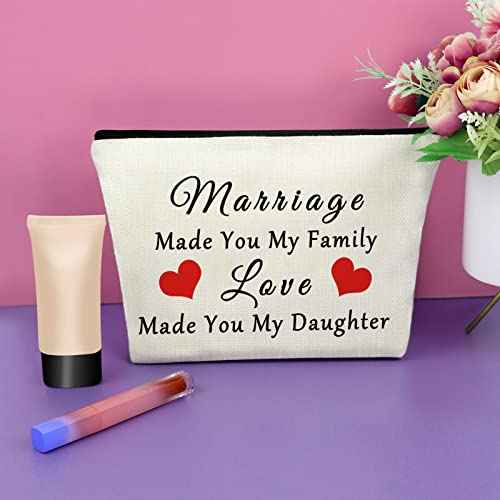 Daughter in Law Gifts from Mother in Law Makeup Bag Bride Gifts from Mother of Groom New Daughter in Law Wedding Gift Cosmetic Bag Birthday Christmas Mothers Day Gifts for Daughter Travel Pouch