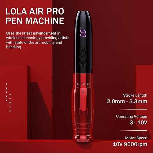 EZ Tattoo Kit - Tattoo Machine Kit Complete with 6 Strokes 2.0mm-3.3mm Permanent Makeup Tattoo Machine Pen with Extra 1000mAh Battery Power for Tattoo Women Artists (LOLA AIR PRO Pink)