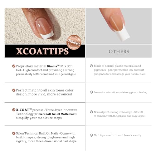 BTArtboxnails XCOATTIPS French Gel Nails - Black French Tip Press on Nails, Soft Gel Extra Short Almond Nail Tips, Press on Nails Acrylic Nail, Soak Off Fake Nails Extension
