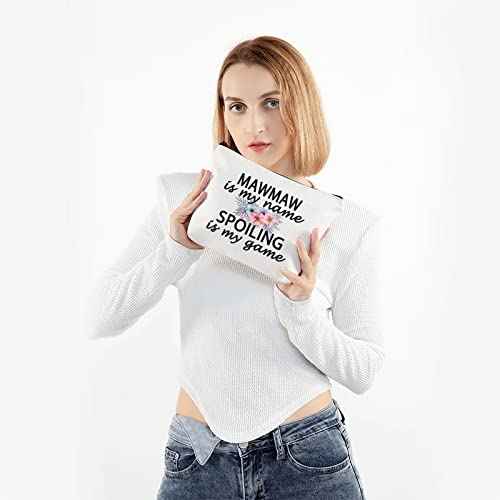 PWHAOO Grandma Mawmaw Gift Mawmaw Is My Name Spoiling Is My Game Best Mawmaw Ever Cosmetic Make Up Storage Bag Gift (Mawmaw Bag)