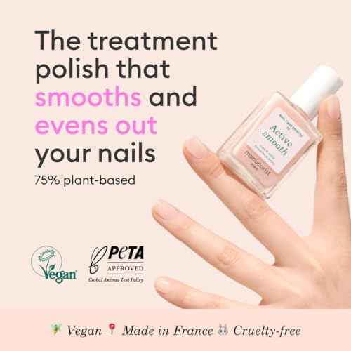 Manucurist Active Smooth 00 Nail Concealer Polish & Care - 2 in 1 Nude Nail Polish : Nail Strengthener and Growth - No Lamp - Ridge Filler for Nails - Natural Ros? Nail Polish