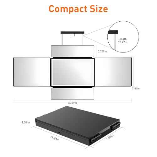 5 Way Mirror for Self Hair Cutting,360 Haircuts Mirror Men for Barber Use Tools,to See Back of Head,Tri Fold with Portable Height Adjustable Telescoping Hooks