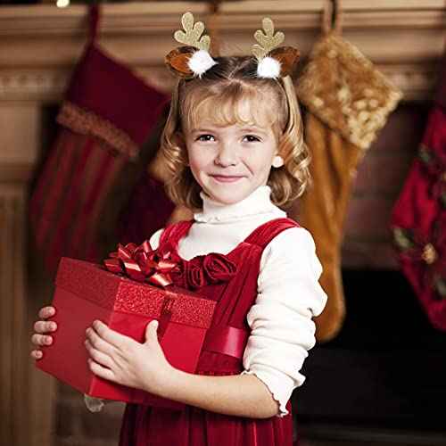 YISSION 2 Pairs Christmas Hair Clips for Girls Women Reindeer Antlers Ears Hair Clip Deer Horns Hair Barrettes Cute Hairpins Christmas Hair Accessories for Girls Women