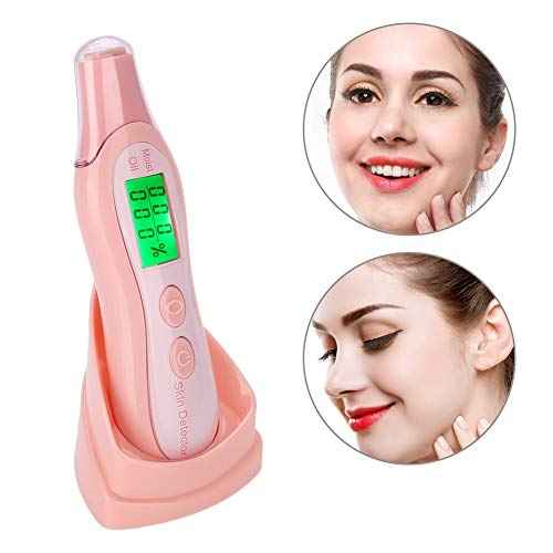 Skin Hydration Tester, Digital LCD Display Precision Skin Sensor Tester Skin Hydration Water Oil Analyzer (White) (Pink)