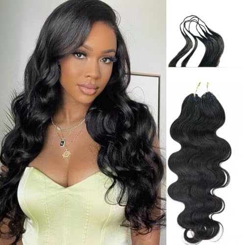 100% Human Hair Body Wave Knotless Pre-Separated Crochet Hair feather crochet human hair extensions for Women Natural Color 16 Inch 60g