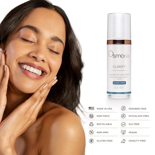 Omsosis CLARIFY Clearing Retinal with Vitamin A Serum, Calms and Soothes, for Acne, Pigmented, Oily, and Blemish-Prone Skin, 1 Fl Oz
