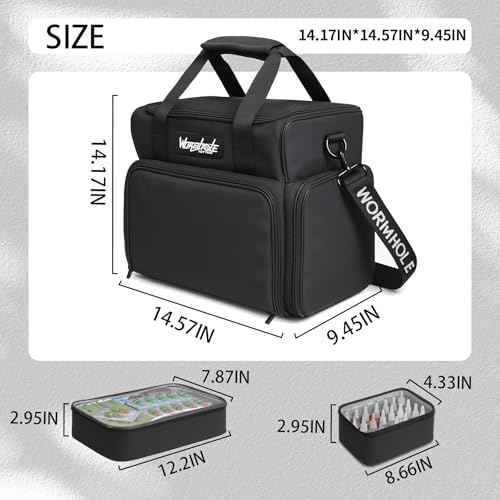 Wormhole Tattoo Case Tattoo Backpack with 3 Inner Removable Pouches 2 Layers Travel Bag for Tattoo Stencil Printer Tattoo Supplies Black 14.6" L x 9.5" W x 14.2" H