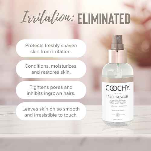 Coochy Rash Rescue Post Shave Spray - Natural Hydrating After Shave Skincare Moisturizer - Ingrown Hair Body Mist - Botanical Blast, 4 fl oz/118 mL