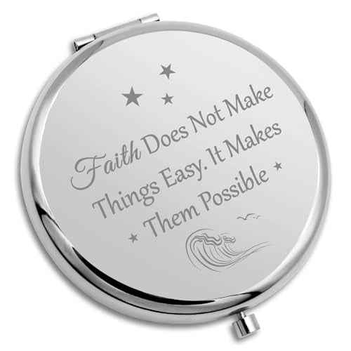 Christian Gifts Inspirational Compact Makeup Mirror Bible Verse Gifts Birthday Gifts Compact Mirror Baptism Gift for Girl Goddaughter Christian Encouragement Gifts Religious Gift Travel Makeup Mirror