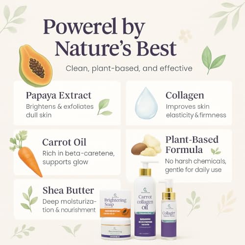 G. Annie Carrot Collagen Set of Oil Face & Body Lotion ? Moisturizer with Natural Oils, Daily Hydration Cream for Glowing Skin, Firming & Even Skin Tone Care, Anti-Aging Formula