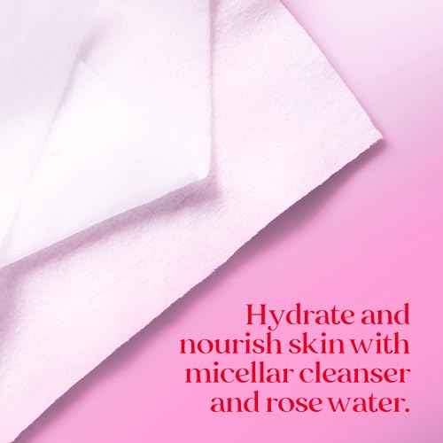 Burt's Bees Stocking Stuffers, Rose Water Face Wipes, for All Skin Types, Hydrating Micellar Makeup Remover & Facial Cleansing Towelettes, Skin Care Christmas Gifts, 30 Ct (3-Pack)