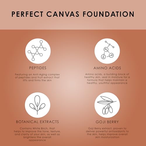 TEMPTU Perfect Canvas Airbrush Foundation: Anti-Aging, Long-Wear Makeup, Buildable Coverage For Hydrated And Healthy Skin Semi Matte, Natural Finish 24 Shades