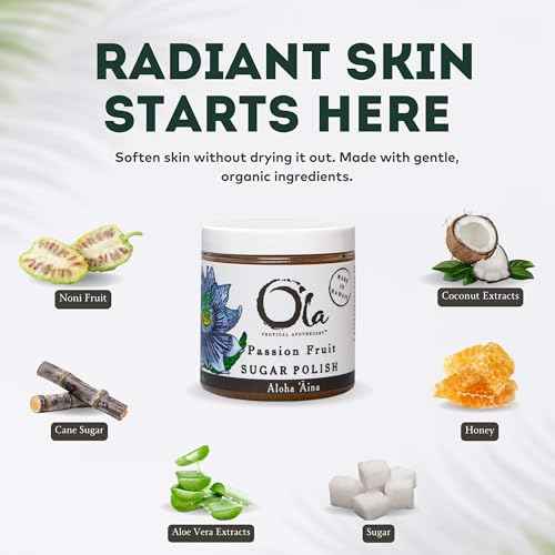 Ola Tropical Apothecary Passion Fruit Sugar Polish with Pure Tropical Oils and Plant Extracts - 11.6 Oz