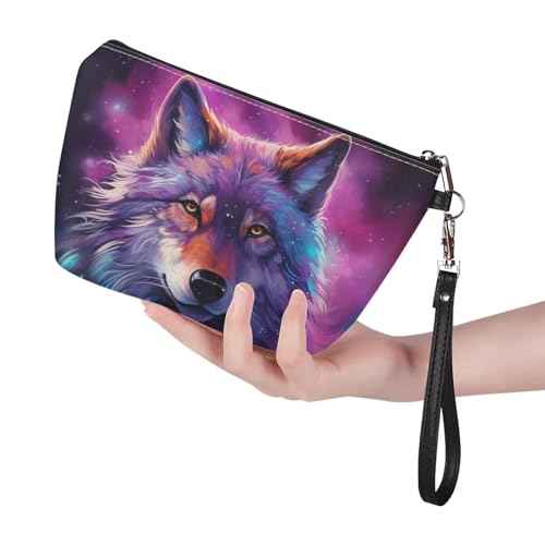 Upetstory Wolf Cosmetic Bag Galaxy Makeup Bags Toiletry Bag Travel Makeup Organizer Women Cosmetic Toiletries Accessories Storage Pouch Clutch Handbag