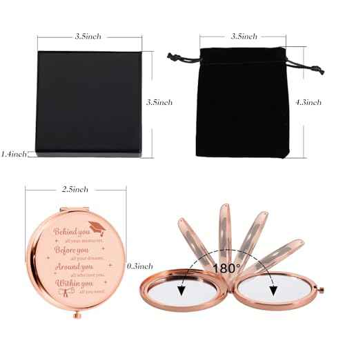 Graduation Gifts for Her, Travel Compact Mirror, Inspirational Gifts for Women Daughter Best Friend Sister Graduation Party Decorations for Graduates College, Class of 2025 Graduation Mirror