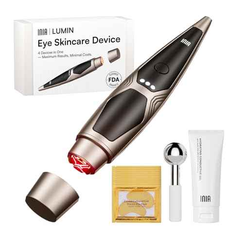 INIA Under-Eye Red Light Therapy for Face, 4-in-1 Beauty Device with Heat, Vibration, Massage & Red Light for Dark Circles, Puffiness & Skin Firming ? Enhances Skincare Routine