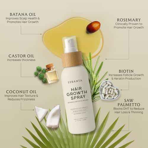 Hair Growth Oil Spray - 100% Pure Ingredients For Non Greasy, Thicker & Stronger Hair - Organic Batana, Castor, Biotin, Saw Palmetto, and Rosemary Oil Gifts for Men & Women Scalp - 4.1 Fl Oz