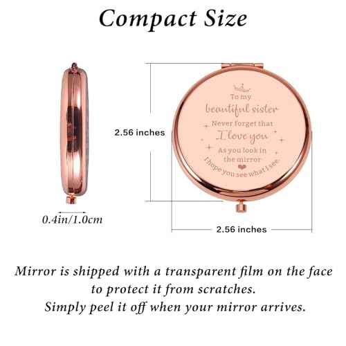 Sister Gifts from Sisters Friendship Gifts for Women Friends Sister Birthday Gift Ideas Compact Mirror Valentines Anniversary Wedding Graduation Gifts for Sister Valentines Day Gifts for Her