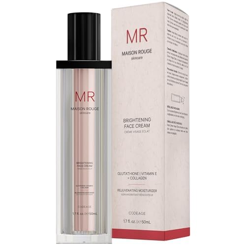 Codeage Maison Rouge Brightening Face Cream Glutathione Cream, Collagen Peptides, Vitamin E, CoQ10 ? Radiance & Antioxidant Complex ? Refillable ? Paraben- Free ? All Skin Types ? 1.7 fl oz