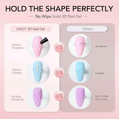 GAOY 3D Nail Gel, 15g Clear Sculpting Gel for Carving, Molding and Painting Nail Art Designs, Rhinestone Glue for Gems Decoration