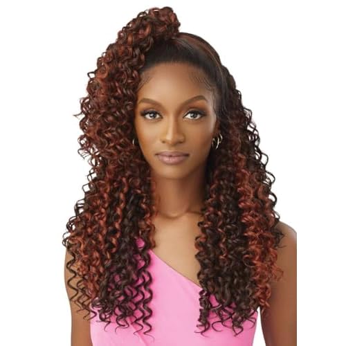 Outre Airtied 100% Fully Hand-Tied Wig - Human Hair Blend - Dominican Curly 22" (DRST MAPLE BROWN)