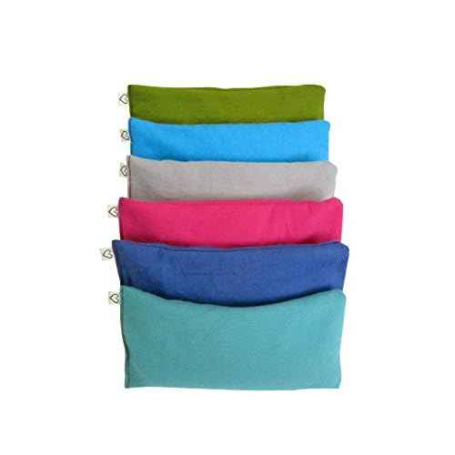 Unscented Organic Flax Seed Eye Pillow - Pack of (6) - Soft Cotton Flannel - Weighted Headache Relief Meditation Yoga Massage Bulk - Children ADHD Adults Stress Relax - Vibrant Colors